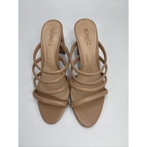 Schutz Felisa Strappy Sandals Womens 8 Tan Block Heel